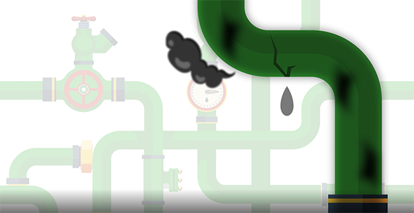 crack in water pipe